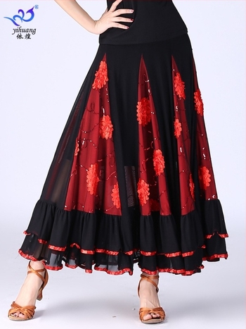 Yihuang Suknja za dvoranski ples s fliterima, korejska mreža, poliester + spandex (<30%), zima 2025