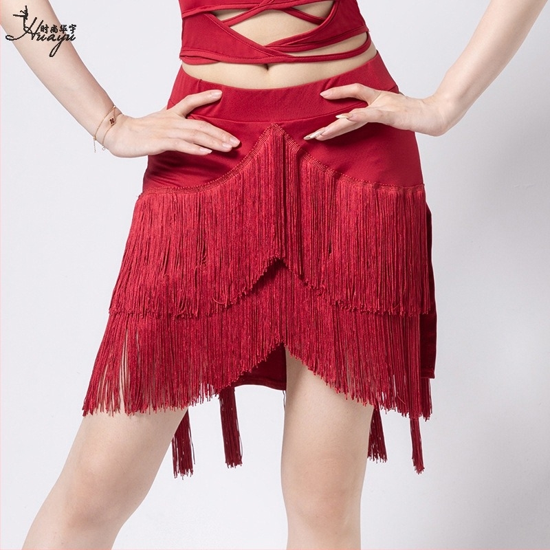 Latinska plesna suknja s nepravilnim resama - Milk Silk, Spandex, za žene 18–24, proljeće 2023