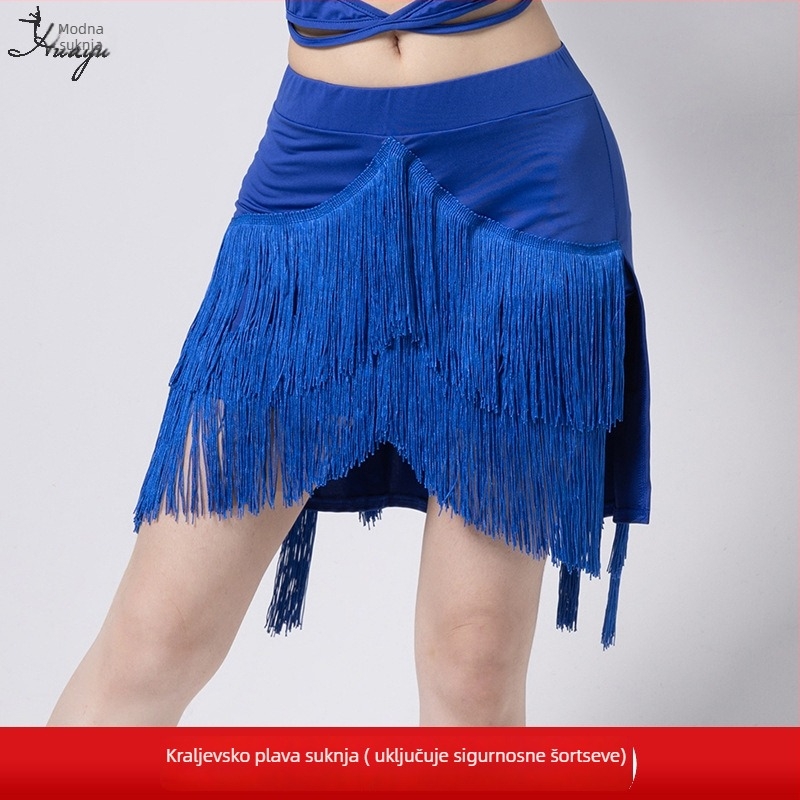 Latinska plesna suknja s nepravilnim resama - Milk Silk, Spandex, za žene 18–24, proljeće 2023