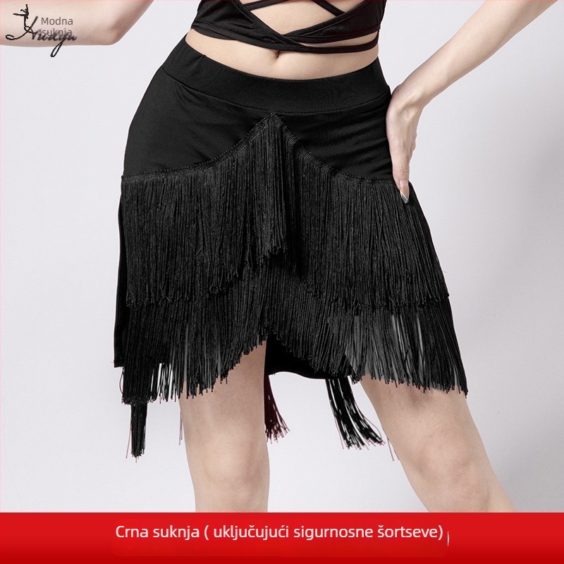 Latinska plesna suknja s nepravilnim resama - Milk Silk, Spandex, za žene 18–24, proljeće 2023