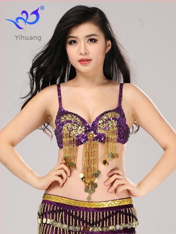 Kostim za ples trbuha s vezom i perlama, ručno izrađeno, s resicama i šljokicama, za scenske nastupe