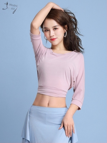 Fashion Huayu Trening Top Belly Dance za Početnice – Visokoelastični poliester-spandeks; Glavni materijal: Spandeks; Za žene 25–29; Proljeće 2025