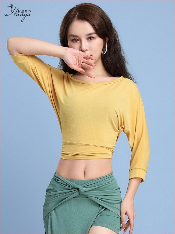 Fashion Huayu Trening Top Belly Dance za Početnice – Visokoelastični poliester-spandeks; Glavni materijal: Spandeks; Za žene 25–29; Proljeće 2025