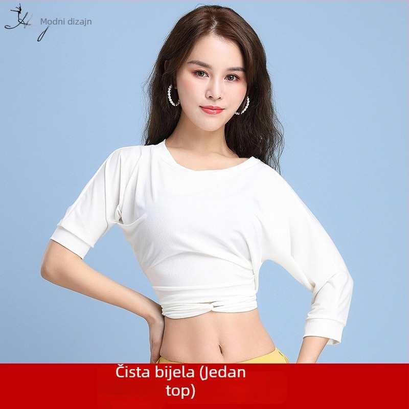 Fashion Huayu Trening Top Belly Dance za Početnice – Visokoelastični poliester-spandeks; Glavni materijal: Spandeks; Za žene 25–29; Proljeće 2025