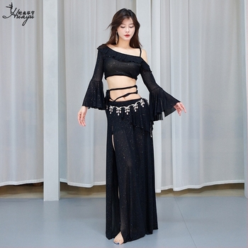 Kostim za trbušni ples s mrežastom tkaninom i šljokicama, duga haljina za žene, spandeks 50–70%