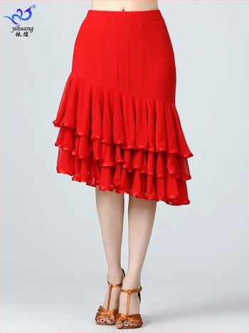 Latinska plesna suknja s mrežastim materijalom - poliester + elastan, ženski pozorišni kostim, zima 2025