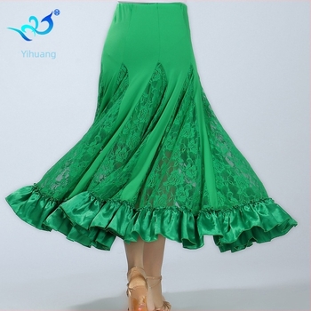 Haljina za ballroom ples za žene, čipka, velika suknja, materijal mliječna svila, poliester 96% + spandex 4%, ljeto 2024