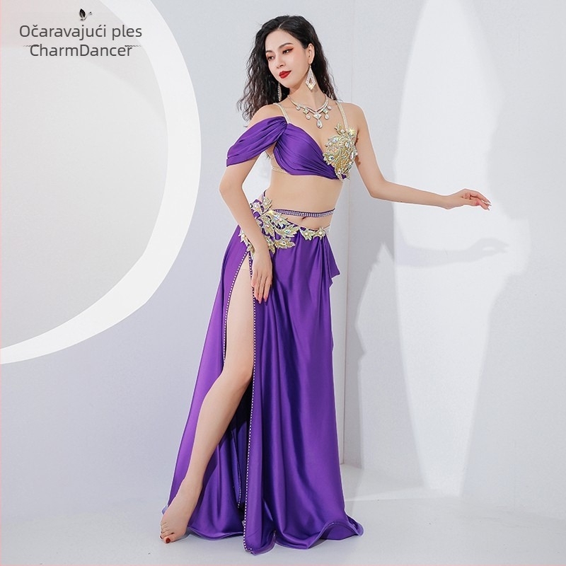 Kostim za belly dance za žene — Dance of the Whole City, biserni šifon + spandex, 90% spandex, belly dance, fitness i plesni pokreti