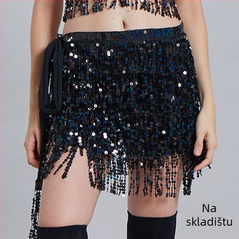 Traka za struk za Belly Dance sa štrasom i resicama od chiffon-poliester PVC smjesa