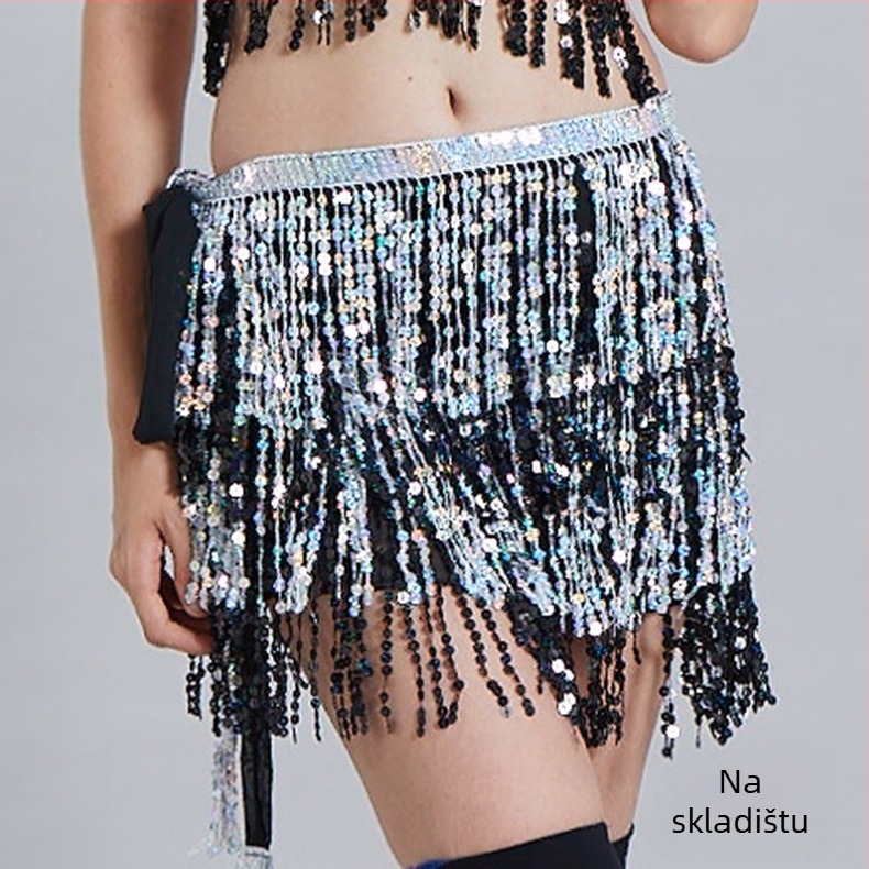 Traka za struk za Belly Dance sa štrasom i resicama od chiffon-poliester PVC smjesa