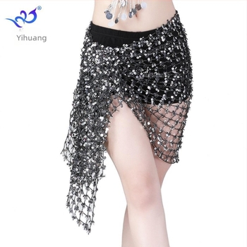 Kostim za belly dance s kaišem u struku i šljokicama, poliester-elastan tkanina, unisex, marka Yihuang, pogodan za Belly Dance/Latin Dance/Indian Dance/Stage, proljeće 2023