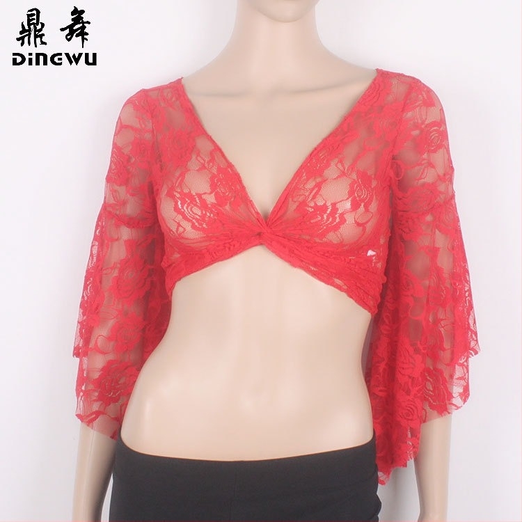 Top za belly dance s čipkastim trakama i leptir rukavima; tkanina: čipka; glavna tkanina: poliester; sadržaj glavne tkanine: 85%