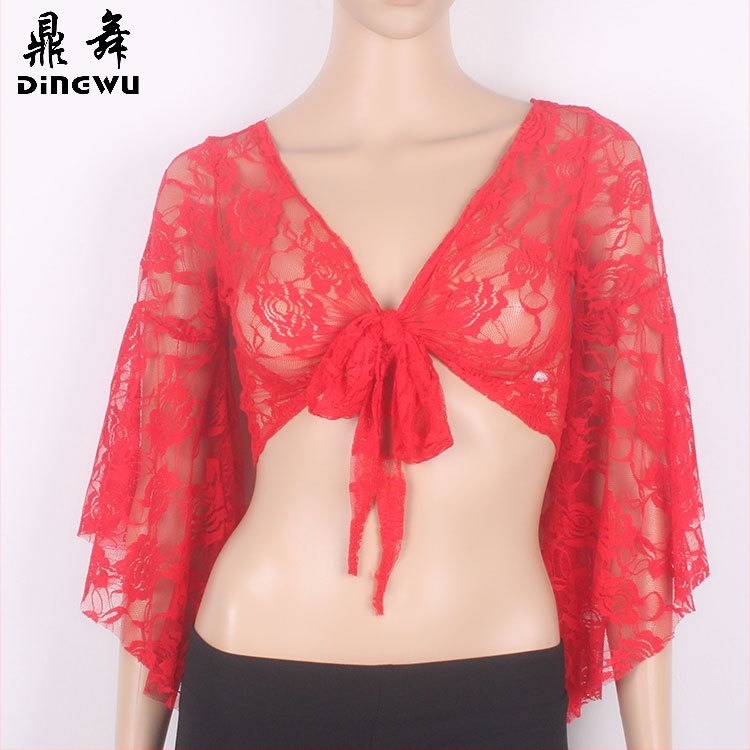 Top za belly dance s čipkastim trakama i leptir rukavima; tkanina: čipka; glavna tkanina: poliester; sadržaj glavne tkanine: 85%