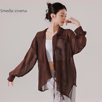 Ženski kostim za moderne ples — šifon materijal, 100% poliester, jednobojni uzorak, za scenske nastupe, belly dance, balet i narodni ples