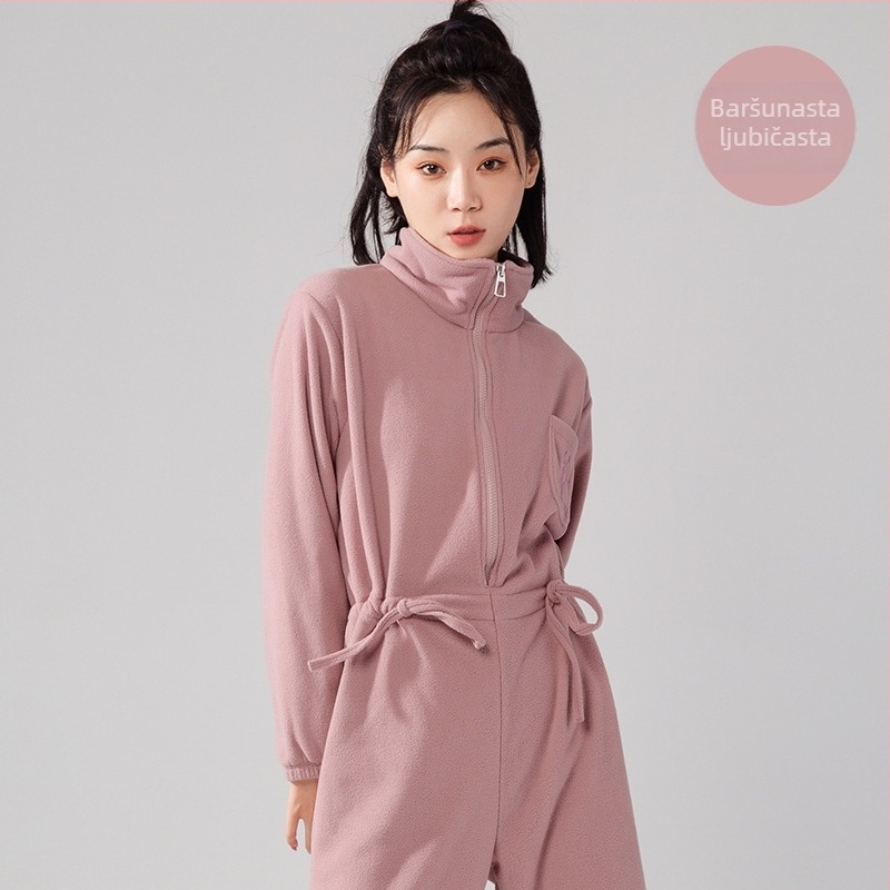 Unisex jednodijelni plesni kombinezon s polar fleece podstavom, jednostavan dizajn, poliester materijal, za zimu/jesen/proljeće