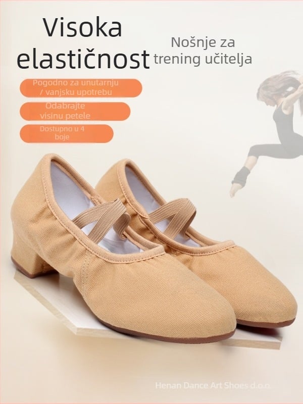 Plesne cipele — gornji dio platna, potplat od gume, prozračne, lagane, otporne na habanje; za balet, suvremeni ples, latino ples