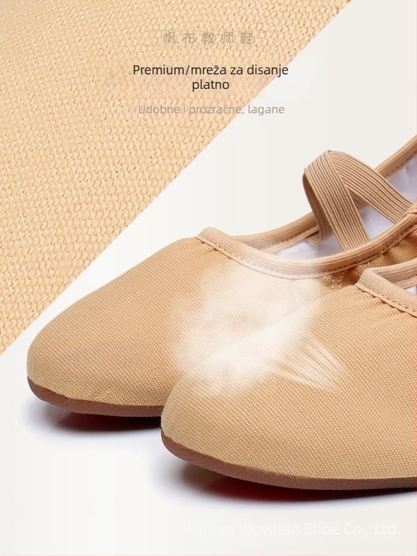 Plesne cipele — gornji dio platna, potplat od gume, prozračne, lagane, otporne na habanje; za balet, suvremeni ples, latino ples