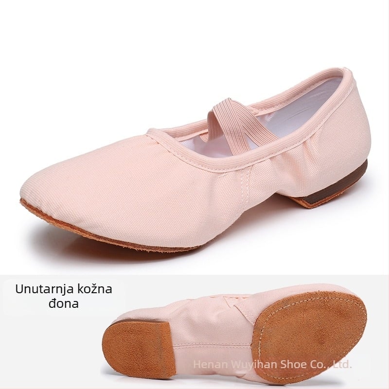 Plesne cipele — gornji dio platna, potplat od gume, prozračne, lagane, otporne na habanje; za balet, suvremeni ples, latino ples