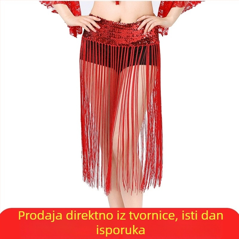 Strukni lanac za belly dance s elastičnim resicama, za izvedbe, poliester ≥95%, proljeće 2025