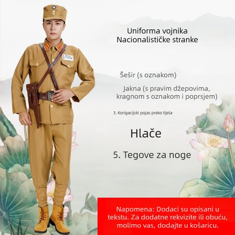 Scenski vojnički kostim za muškarce, poliester 90–95%, ljeto 2022, trbušni ples na pozornici