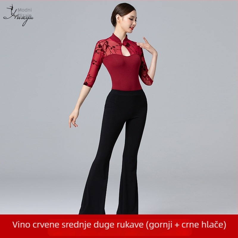 Fashion Huayu Trening komad za tijelo sa stojećim ovratnikom i otiskom – elegantan dojam, za moderan ples na modnoj pistii za odrasle žene