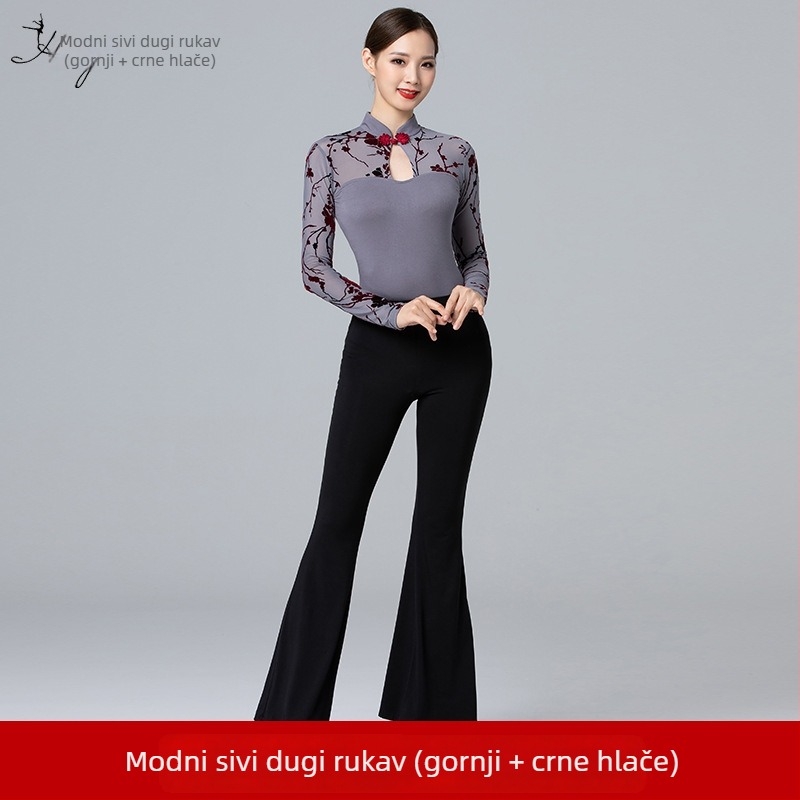 Fashion Huayu Trening komad za tijelo sa stojećim ovratnikom i otiskom – elegantan dojam, za moderan ples na modnoj pistii za odrasle žene