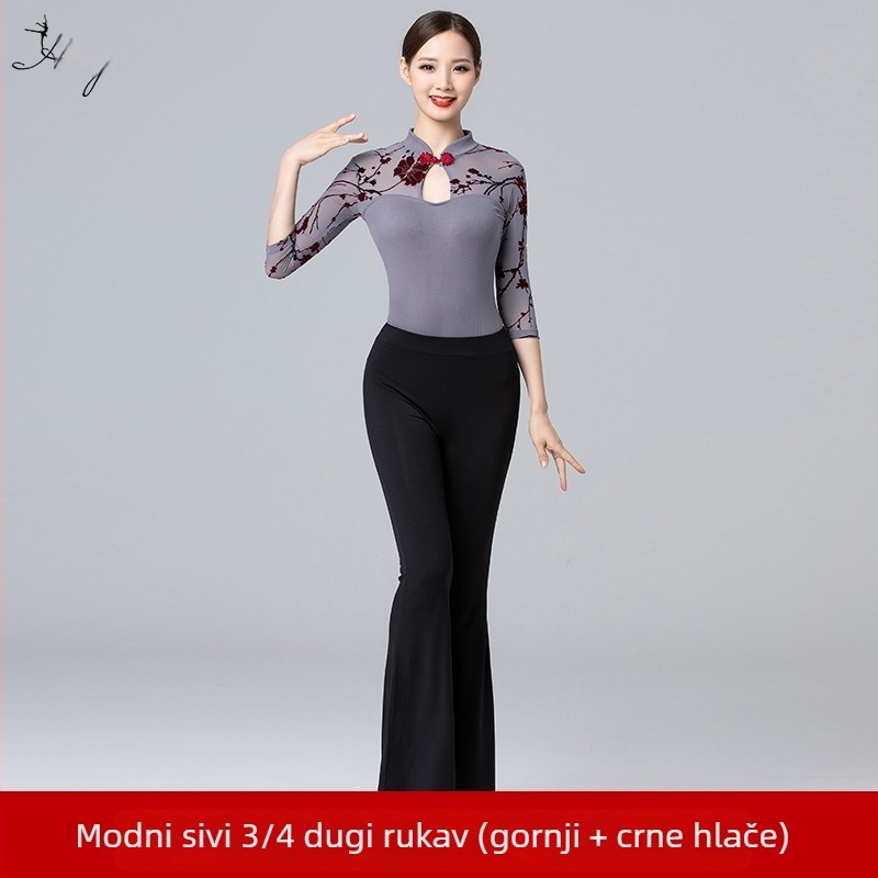 Fashion Huayu Trening komad za tijelo sa stojećim ovratnikom i otiskom – elegantan dojam, za moderan ples na modnoj pistii za odrasle žene