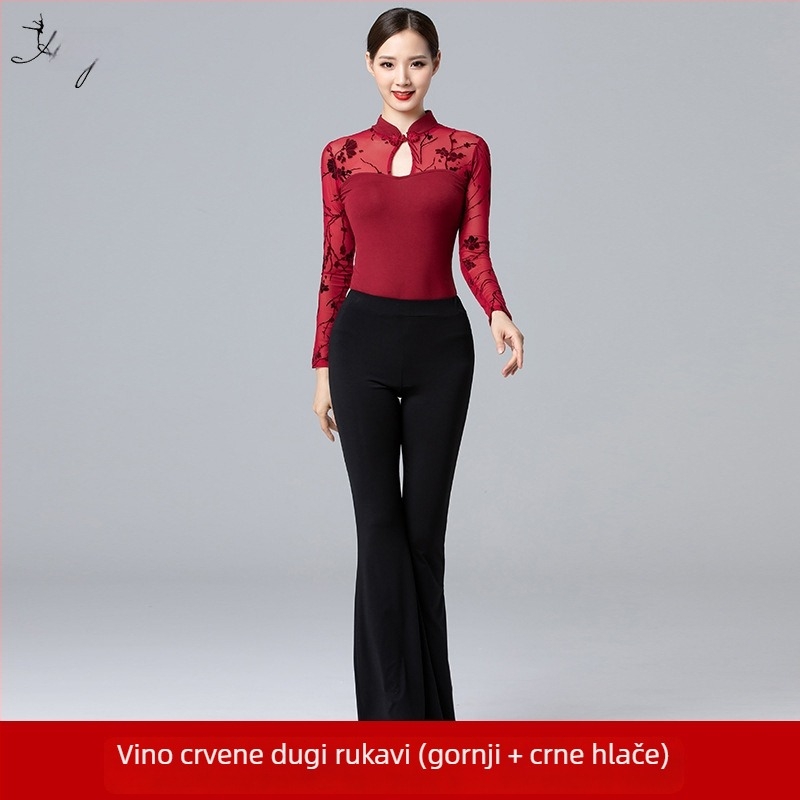 Fashion Huayu Trening komad za tijelo sa stojećim ovratnikom i otiskom – elegantan dojam, za moderan ples na modnoj pistii za odrasle žene