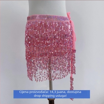 Halloween Belly Dance pojas s hip scarfom od šifona, tri sloja resica – materijal šifon, poliester 90–95%