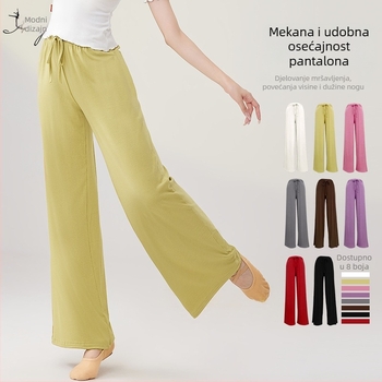 Ženske široke hlače od modalne tkanine za belly dance i jogu, pamuk 70-80%, jesen 2024