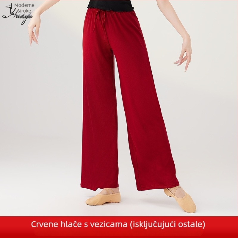 Ženske široke hlače od modalne tkanine za belly dance i jogu, pamuk 70-80%, jesen 2024