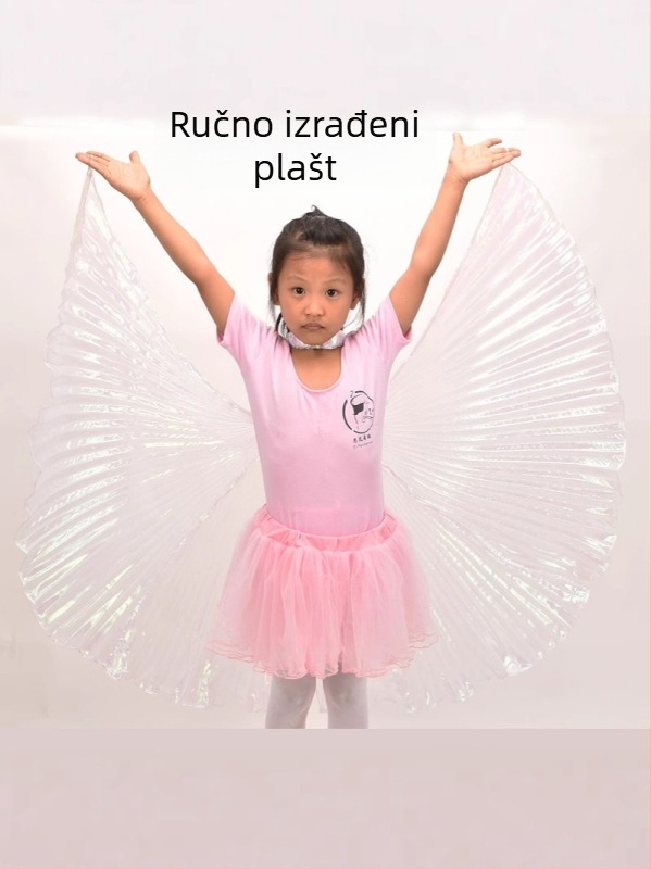 Kostim Belly Dance s kapom, halter-om i ručno hekkanim krilima, unisex pozorišna odjeća, Pingqicai poliester tkanina, zima 2022