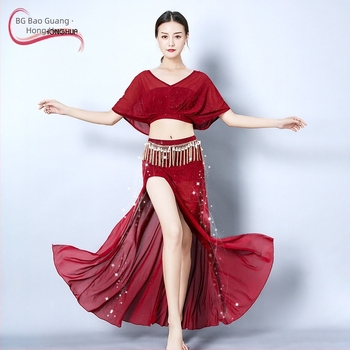 Set kostima Belly Dance za vježbanje i nastupe, za žene, mrežasti materijal i Spandex, ljeto 2022