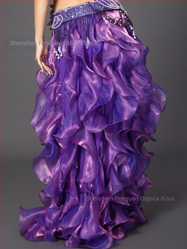 Duga suknja za belly dance sa valovitim rubom, poliester-spandeks smjesa