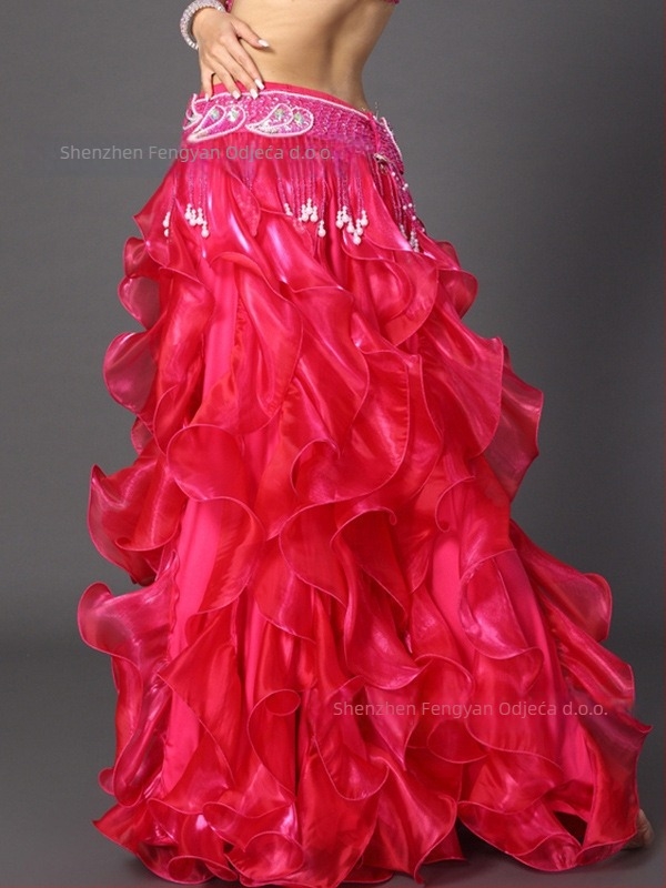 Duga suknja za belly dance sa valovitim rubom, poliester-spandeks smjesa