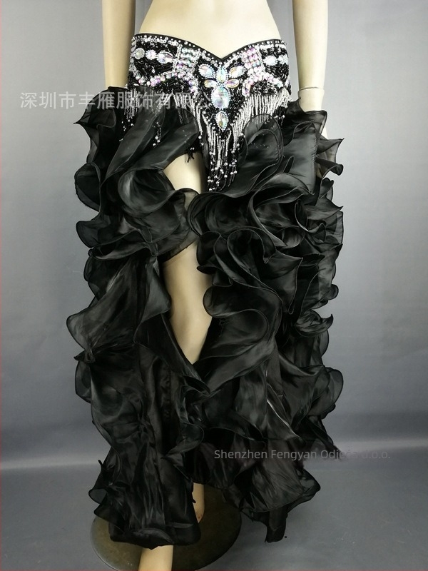 Duga suknja za belly dance sa valovitim rubom, poliester-spandeks smjesa