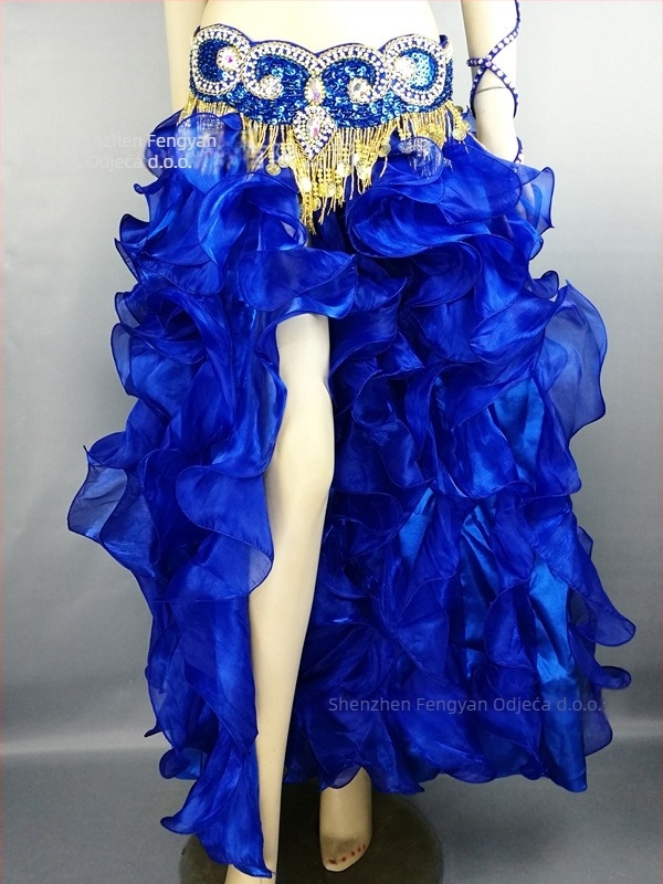 Duga suknja za belly dance sa valovitim rubom, poliester-spandeks smjesa