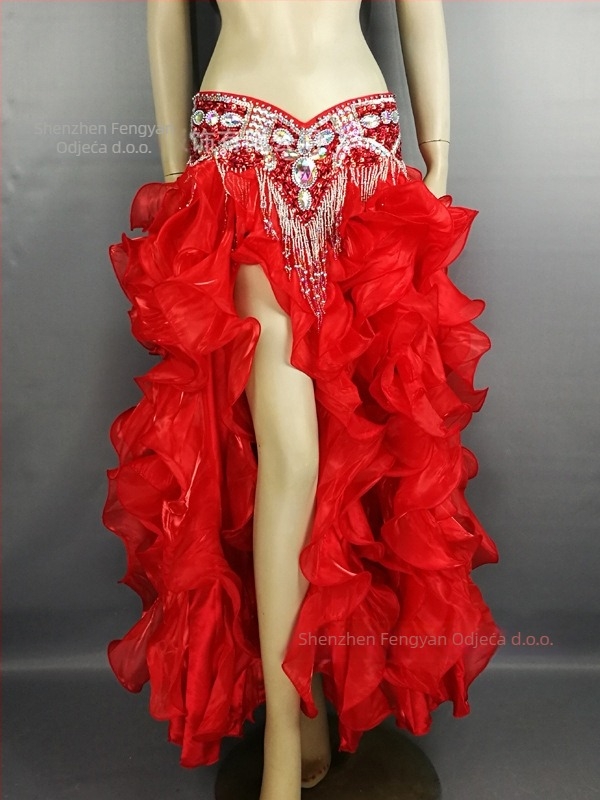 Duga suknja za belly dance sa valovitim rubom, poliester-spandeks smjesa