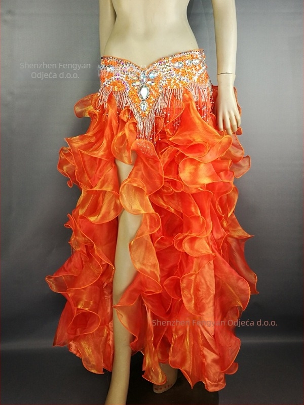 Duga suknja za belly dance sa valovitim rubom, poliester-spandeks smjesa