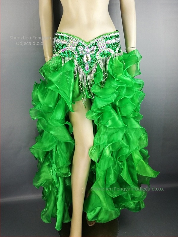 Duga suknja za belly dance sa valovitim rubom, poliester-spandeks smjesa