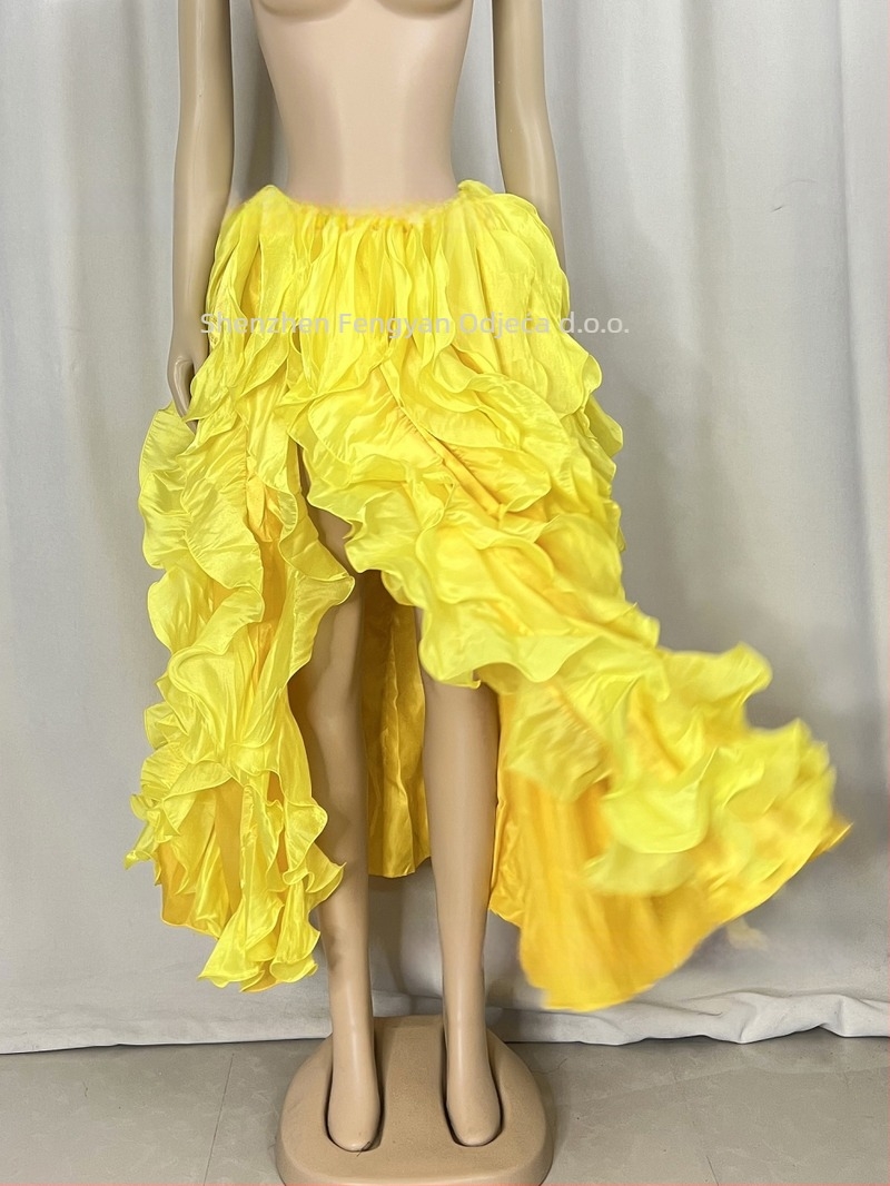 Duga suknja za belly dance sa valovitim rubom, poliester-spandeks smjesa