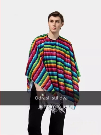 Cosplay kostim za festival za odrasle, meksička etnička pelerina, meksičkog stila pelerina