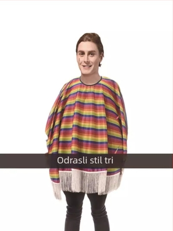 Cosplay kostim za festival za odrasle, meksička etnička pelerina, meksičkog stila pelerina