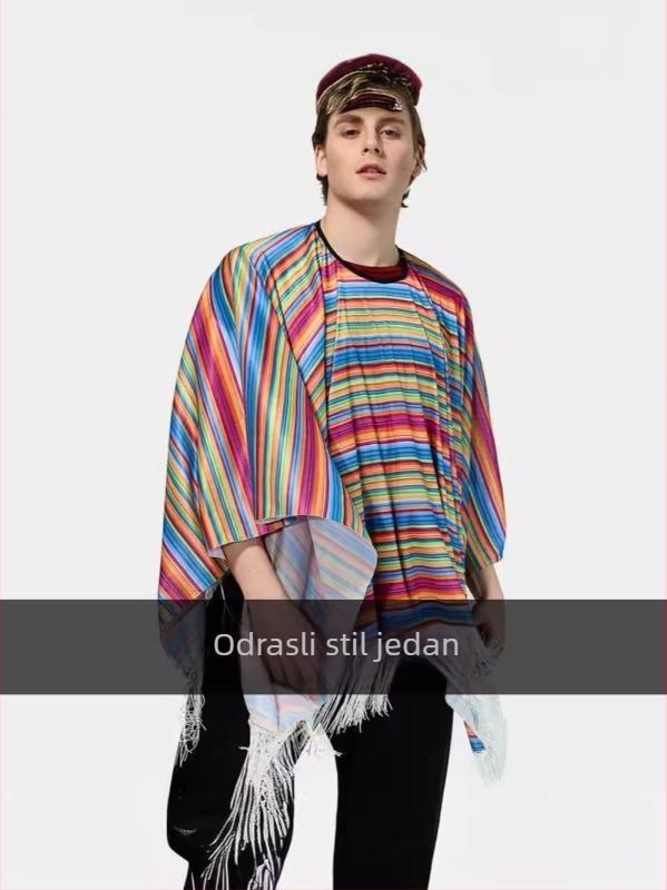 Cosplay kostim za festival za odrasle, meksička etnička pelerina, meksičkog stila pelerina