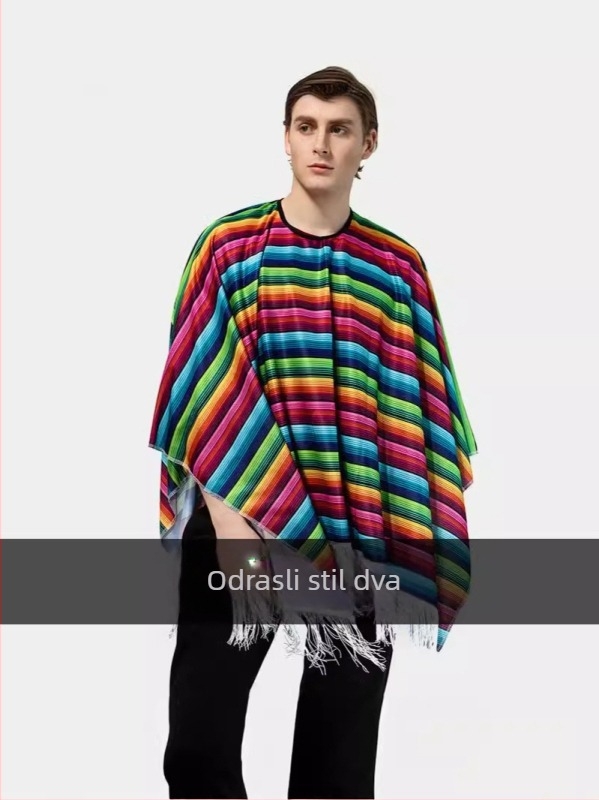Cosplay kostim za festival za odrasle, meksička etnička pelerina, meksičkog stila pelerina