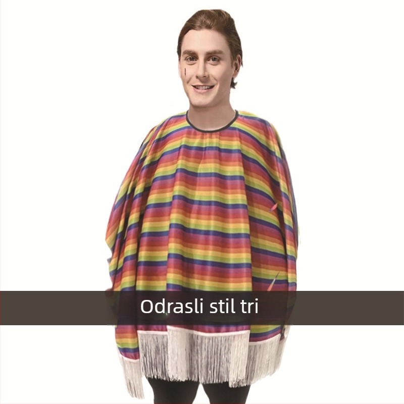 Cosplay kostim za festival za odrasle, meksička etnička pelerina, meksičkog stila pelerina