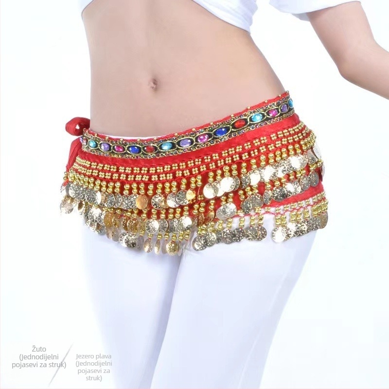 Pojasna veriga za belly dance s dijamantnim ukrasima, metalni materijal, sportski stil, za vježbanje i nastup