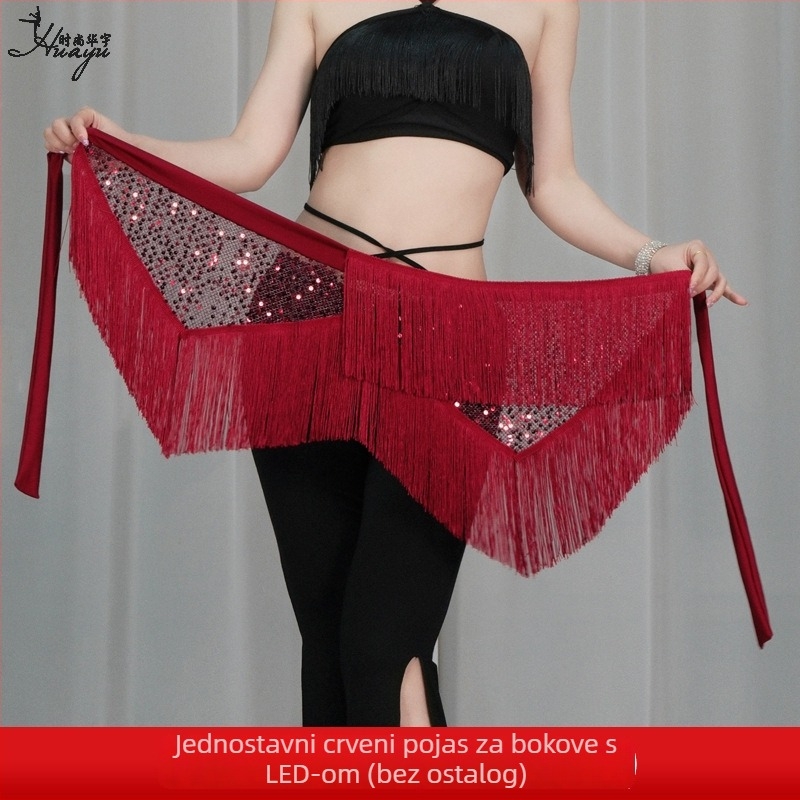 Šal za bokove za belly dance s perlama i štrasom, pozornica kaiš, poliester, kristalni detalji, ljeto 2025, za žene 18–24