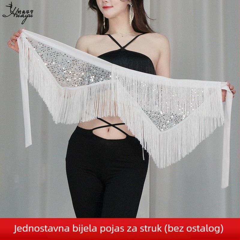 Šal za bokove za belly dance s perlama i štrasom, pozornica kaiš, poliester, kristalni detalji, ljeto 2025, za žene 18–24