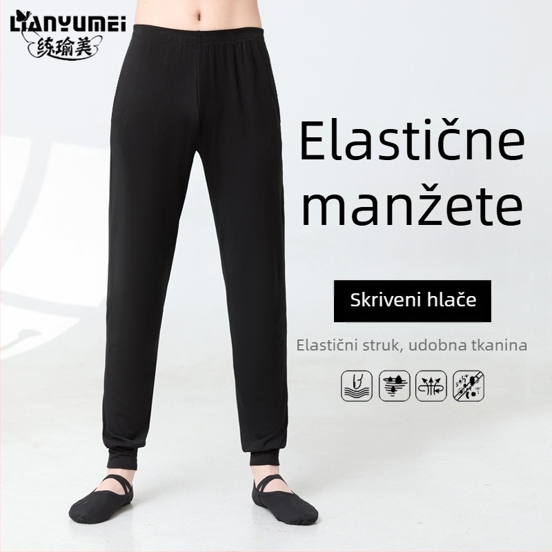 Muške moderne plesne hlače za probe; materijal: 80% pamuk; jednobojni dizajn; sve sezone; za pozornicu i različite plesne stilove